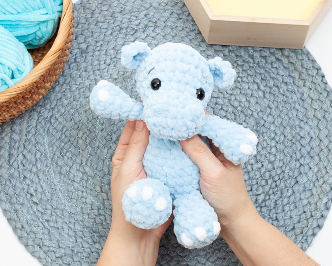 Crochet Hippo Pattern – Low Sew Amigurumi Plush Hippo PDF