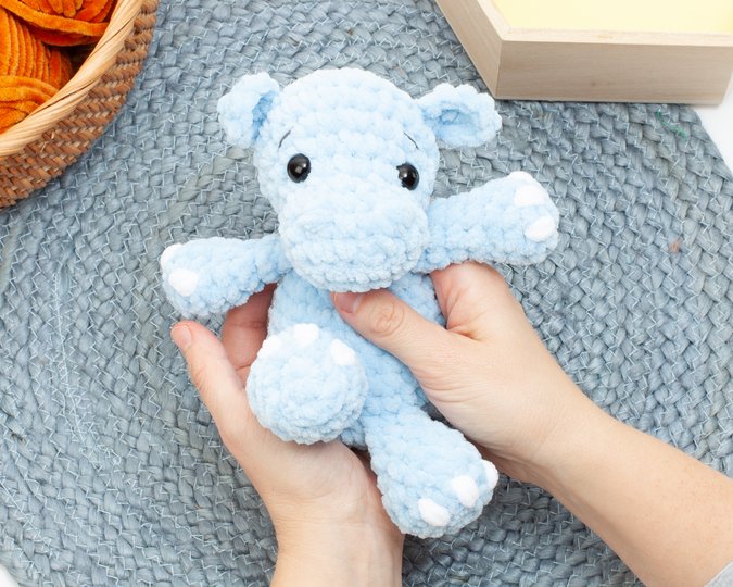 Crochet Hippo Pattern – Low Sew Amigurumi Plush Hippo PDF