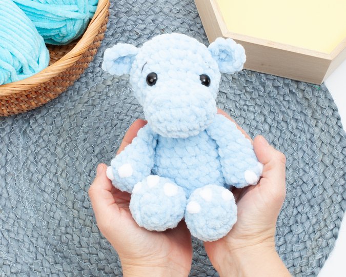 Crochet Hippo Pattern – Low Sew Amigurumi Plush Hippo PDF