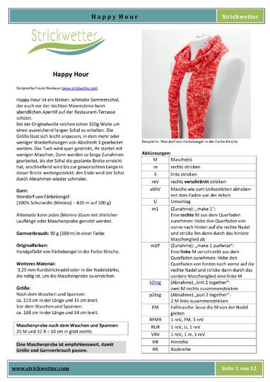 Strickanleitung Mini-Schal Happy Hour mit Fallmaschenmuster