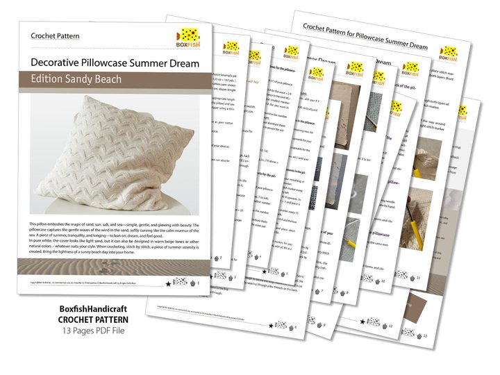 Häkelanleitung Kissenbezug Sandstrand (weißes Wellenmuster)