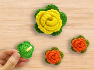 Häkelanleitung Blume Haargummi PDF + Englisches Video-Tutorial