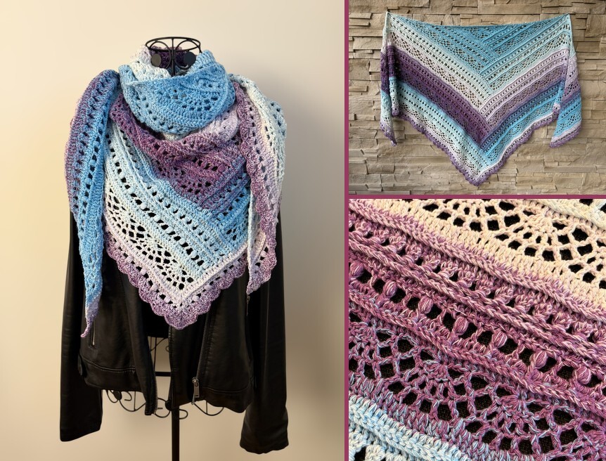 Häkelanleitung tiefes gedrehtes Tuch "Adrasteia"