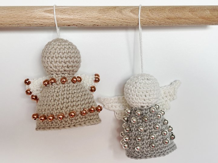 Weihnachtsengel mit Perlen, Amigurumi Engel, Schutzengel, Baumschmuck