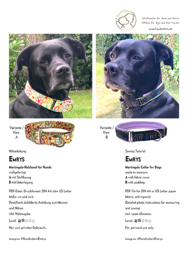 EMRYS Martingale-Halsband nach eigenen Maßen, Mess- u. Nähanleitung
