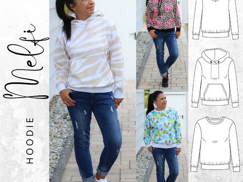 Hoodie MELFI Gr. 32-56 Schnittmuster PDF Ebook