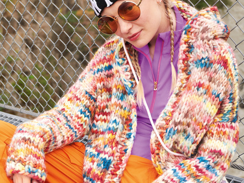 Melierte Jacke mit Kapuze