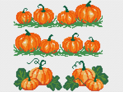 Kreuzstichvorlage Kürbisse für herbstliche Stickereien als PDF und PNG