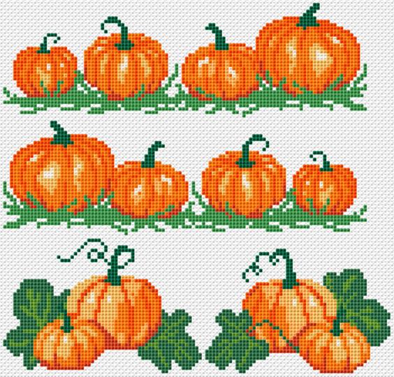 Kreuzstichvorlage Kürbisse für herbstliche Stickereien als PDF und PNG