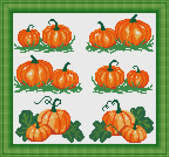 Kreuzstichvorlage Kürbisse für herbstliche Stickereien als PDF und PNG
