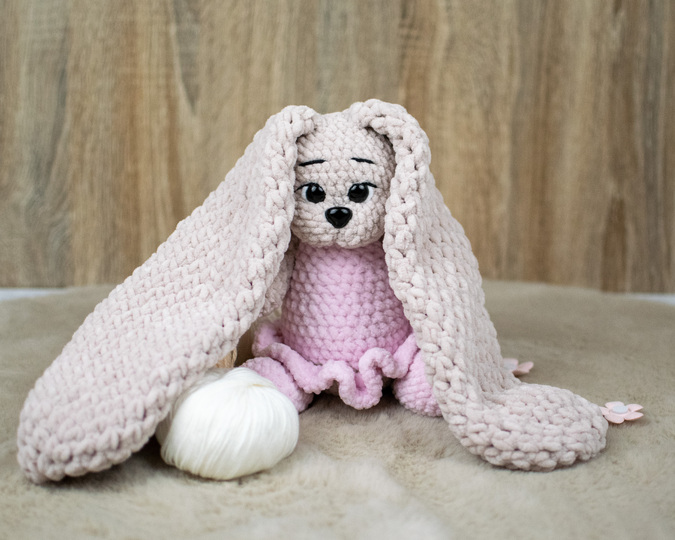 Candy Bunny Crochet Pattern – Chenille Bunny with Dress PDF Tutorial