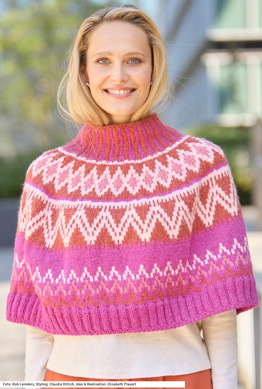 Poncho im Norwegermuster