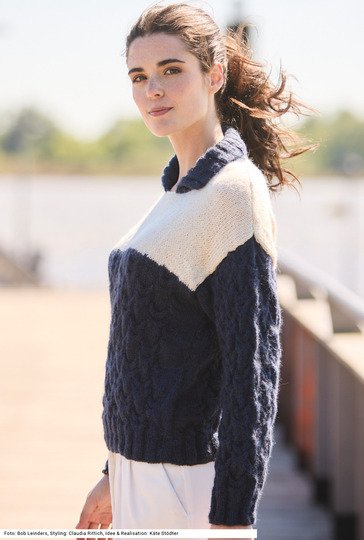 Zopfmusterpulli mit Passe