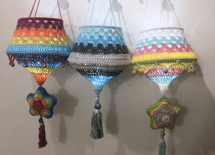 Crochet Pattern Boho Star Lantern, Colorful Lamp for Christmas Decoration