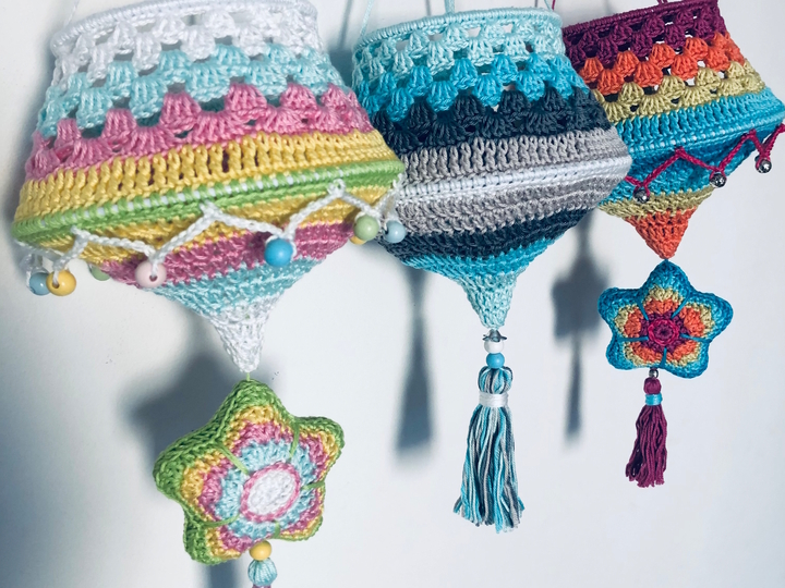 Crochet Pattern Boho Star Lantern, Colorful Lamp for Decoration