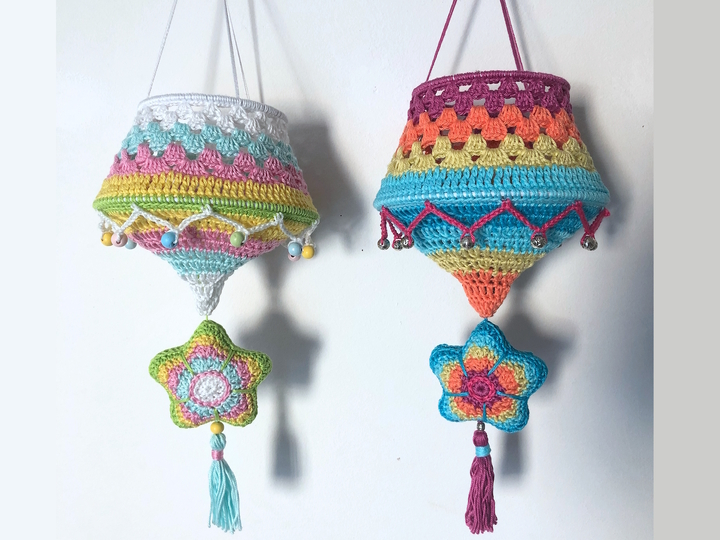 Crochet Pattern Boho Star Lantern, Colorful Lamp for Decoration