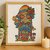 Rainbow Hippie Gnome Cross Stitch Pattern | PDF Embroidery Chart with Drink