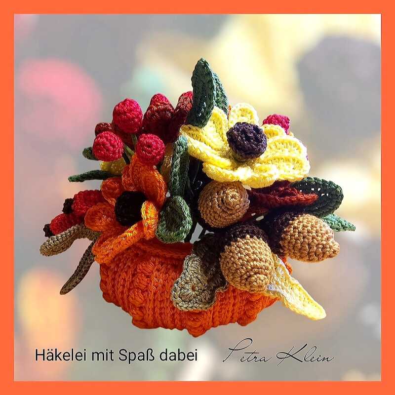 Häkelanleitung / Herbstgesteck mit Kürbisschale - Bild 4