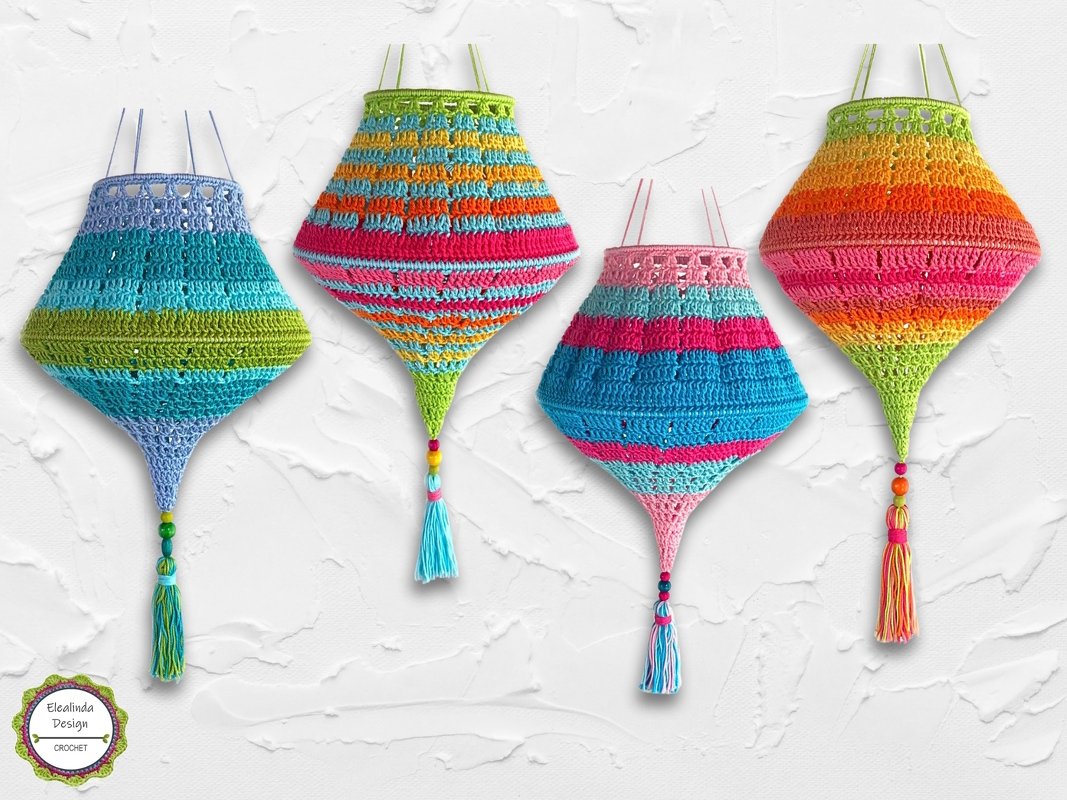 Boho Summer Lampions Häkelanleitung, Sommerdeko Laternen, PDF