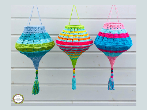 Boho Summer Lampions Crochet Pattern, Lanterns for Garden and Home, PDF