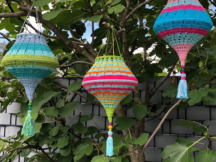 Boho Summer Lampions Häkelanleitung, Sommerdeko Laternen, PDF