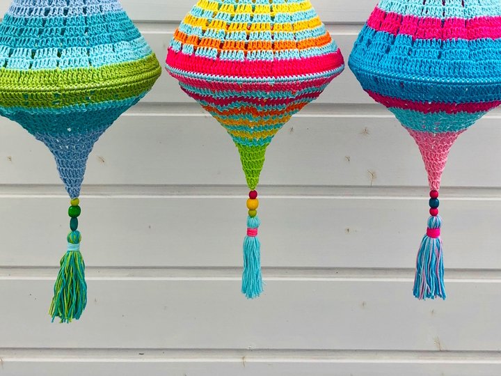Boho Summer Lampions Häkelanleitung, Sommerdeko Laternen, PDF