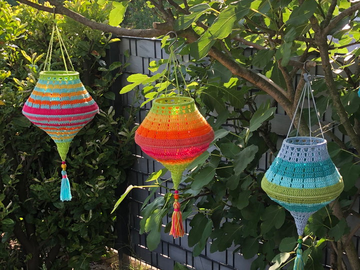 Boho Summer Lampions Häkelanleitung, Sommerdeko Laternen, PDF