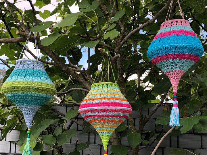 Boho Summer Lampions Häkelanleitung, Sommerdeko Laternen, PDF