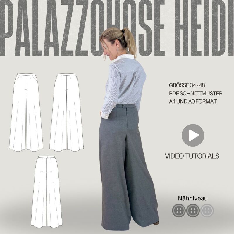 Schnittmuster Palazzohose Heidi – Hose mit Taschen-Option &amp; Reißverschluss