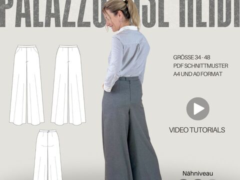 Schnittmuster Palazzohose Heidi – Hose mit Taschen-Option & Reißverschluss