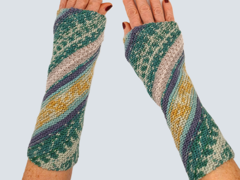 Armstulpen "Digi", m. Musterstreifen, diagonal gestrickt, alle Größen