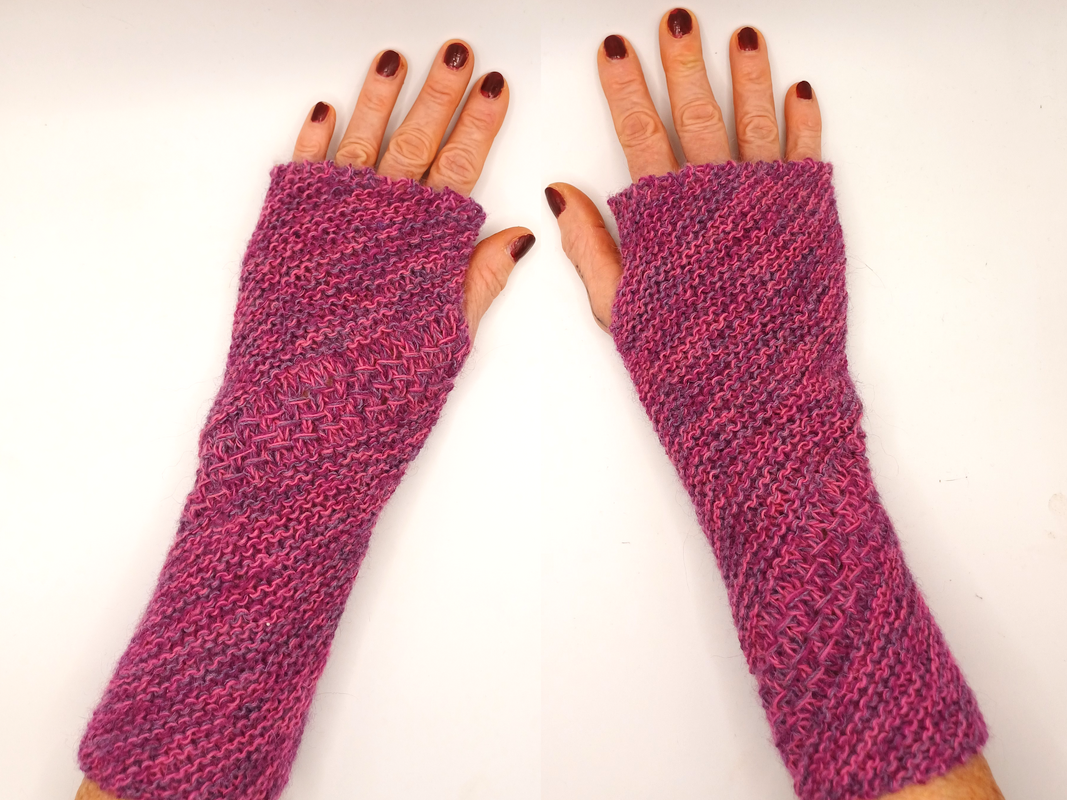 Armstulpen "Digi", m. Musterstreifen, diagonal gestrickt, alle Größen