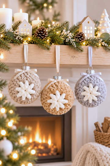 Chunky Christmas Balls "Cozyballs", Christmas Ornaments Crochet Pattern PDF