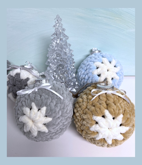 Cozyballs Nr. 1 Christbaumkugeln aus Chenillewolle, Häkelanleitung PDF
