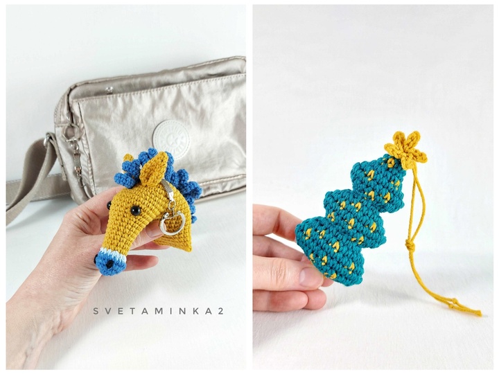 Crochet Horse Pattern Keychain & Christmas Tree Amigurumi Tutorial Set of 2