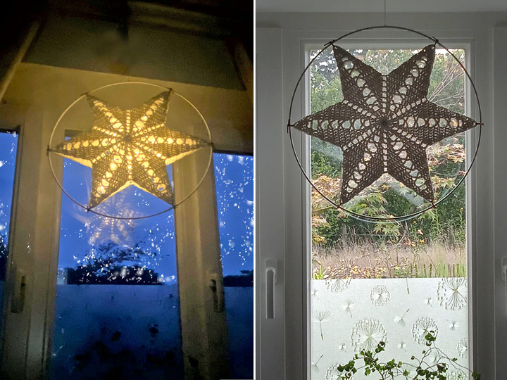 Easy peasy, ORIGINAL "FUNKELSTERN", Laterne häkeln, weihnachtl. Fensterdeko
