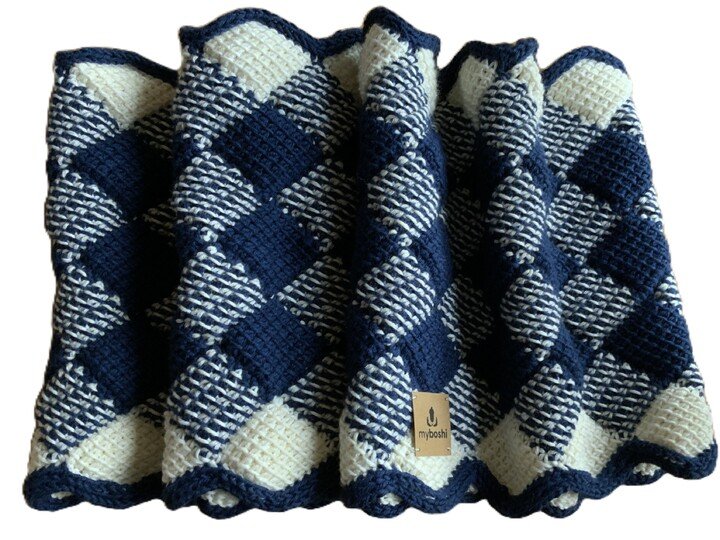 Delaine, tunesisch gehäkelter Loop in Entrelac-Technik