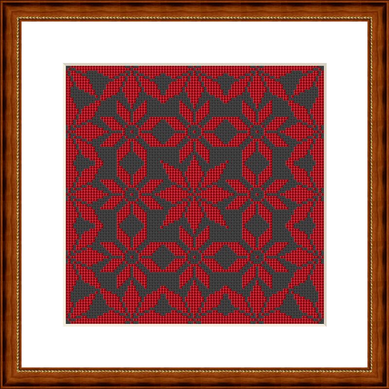 Sternmuster in Kreuzstich, Stickvorlage als PDF-Datei, Bildgröße ca. 15x15