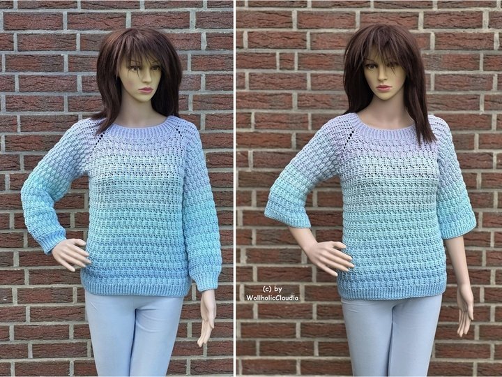 Häkelanleitung Pullover "Wolkenmeer" für Damen, Herren oder Kinder