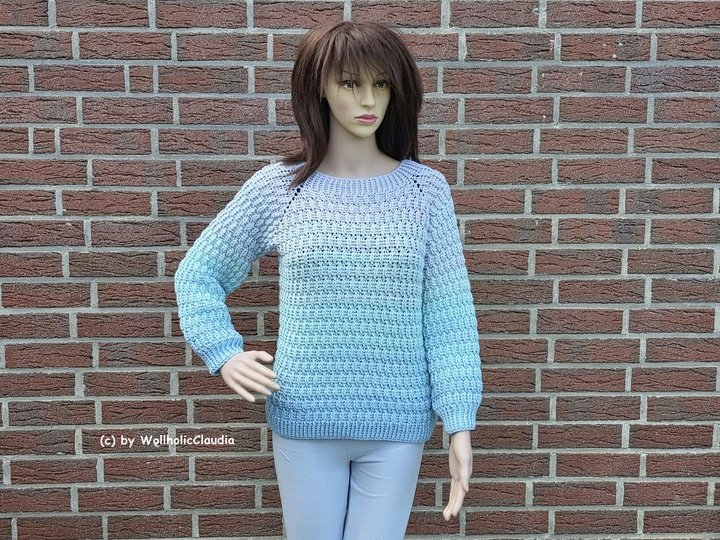 Häkelanleitung Pullover "Wolkenmeer" für Damen, Herren oder Kinder