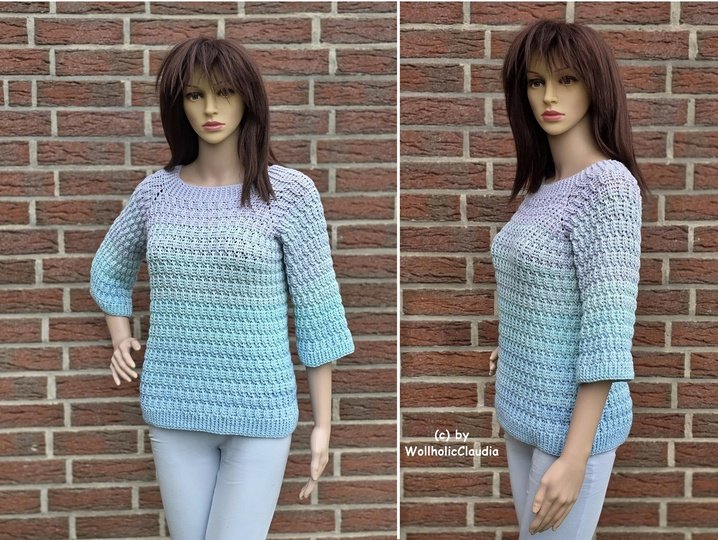 Häkelanleitung Pullover "Wolkenmeer" für Damen, Herren oder Kinder