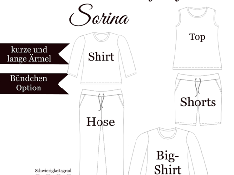 Haus- und Schlafoutfit "Sorina" - Gr. 32-64 - E-Book und Nähanleitung