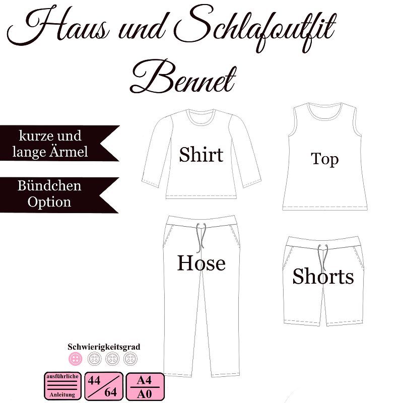 Haus- und Schlafoutfit "Bennett" - Gr. 44-64 - E-Book und Nähanleitung