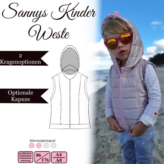 Sannys KinderWeste - Größe 86-176 - E-Book und Nähanleitung