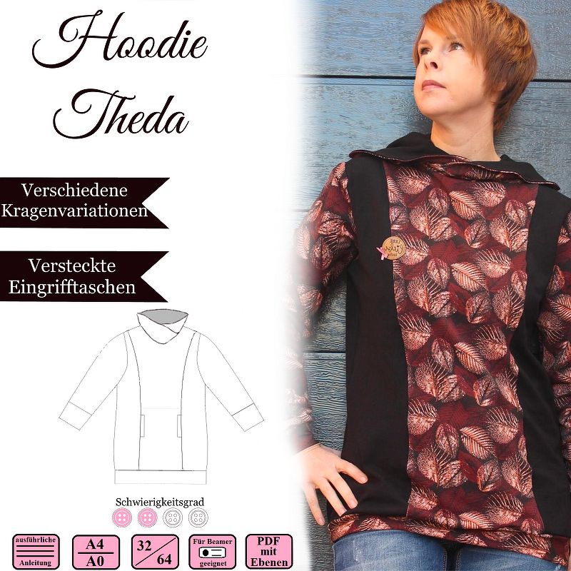 Hoodie Theda  - Gr 32-64 - E-Book und Nähanleitung