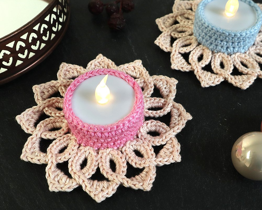 LED tealight holder “Aurelia” – festive table decor, Christmas decoration