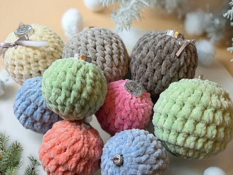 Crochet Pattern Chunky Christmas Balls "Cozyballs No.2", 2 sizes, 2 designs