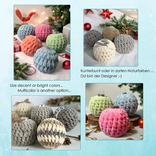 Crochet Pattern Chunky Christmas Balls "Cozyballs No. 2", soft & cosy