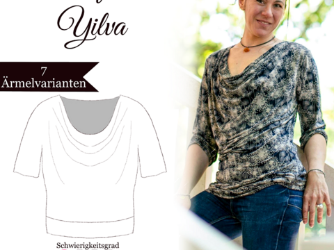 Wasserfallshirt "Yilva" - Gr.32-64 - E-Book und Nähanleitung