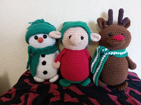 3er weihnachtliches Bundle  Weihnachtself, Rentier Rudi, Schneemann Frosty